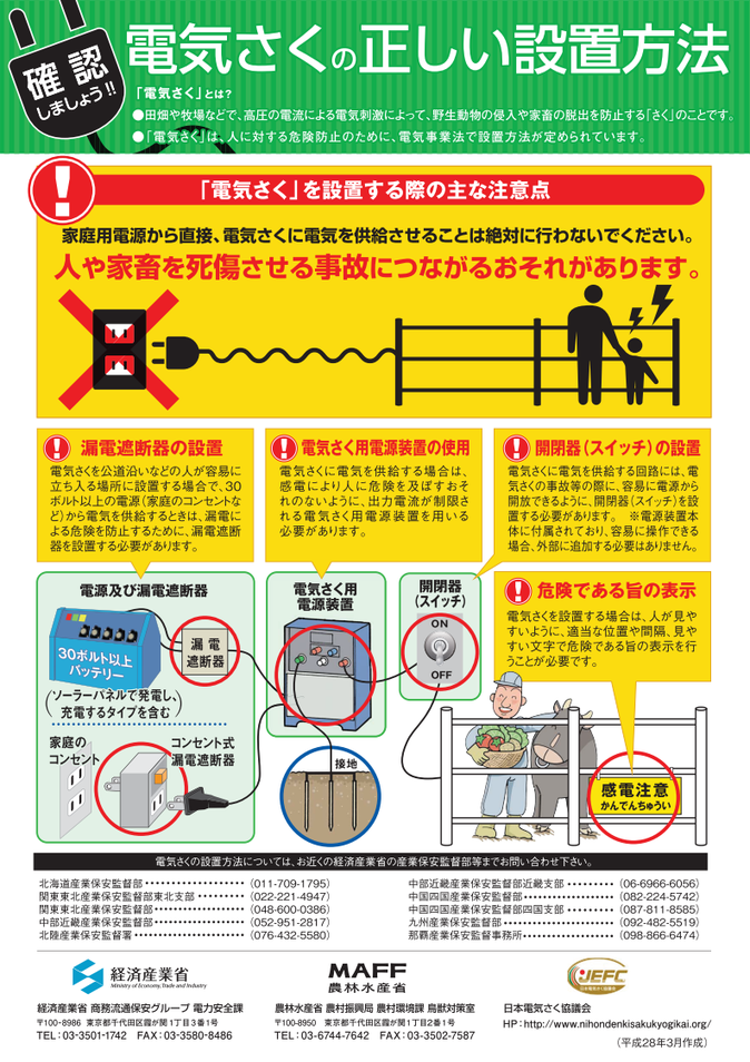 電気柵使用のポスター