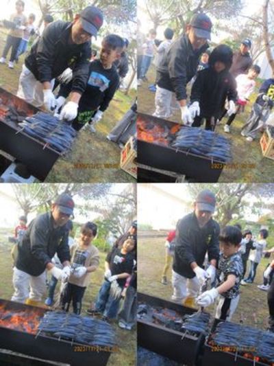 あご焼き体験の様子